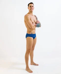 FINISĀ® Men Swimwear Maze Blue Brief | Durable Training And Competition Swimwear