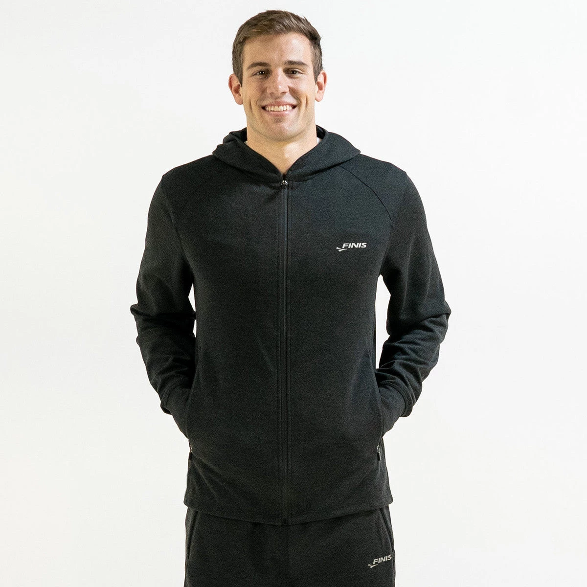 FINIS® Apparel Tech Jacket Mens | Full-Zip Hoodie (Black) 1 FINIS® Apparel Tech Jacket Mens | Full-Zip Hoodie (Black)