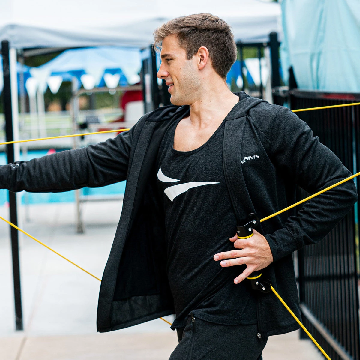 FINIS® Apparel Tech Jacket Mens | Full-Zip Hoodie (Black) 2 FINIS® Apparel Tech Jacket Mens | Full-Zip Hoodie (Black)