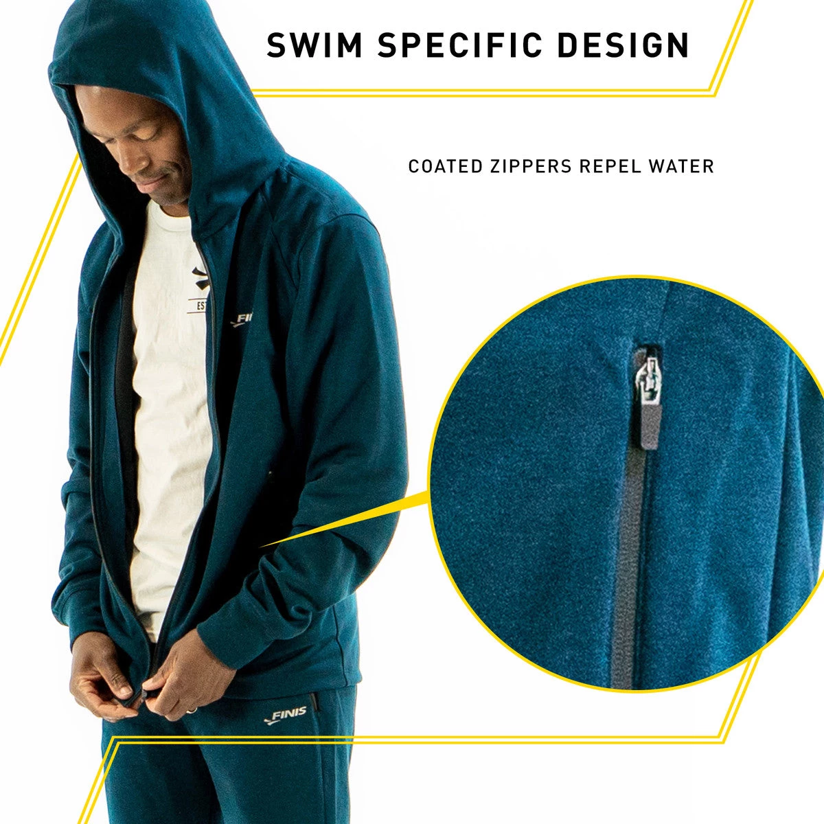 FINIS® Apparel Tech Jacket Mens | Full-Zip Hoodie (Navy) 2 FINIS® Apparel Tech Jacket Mens | Full-Zip Hoodie (Navy)