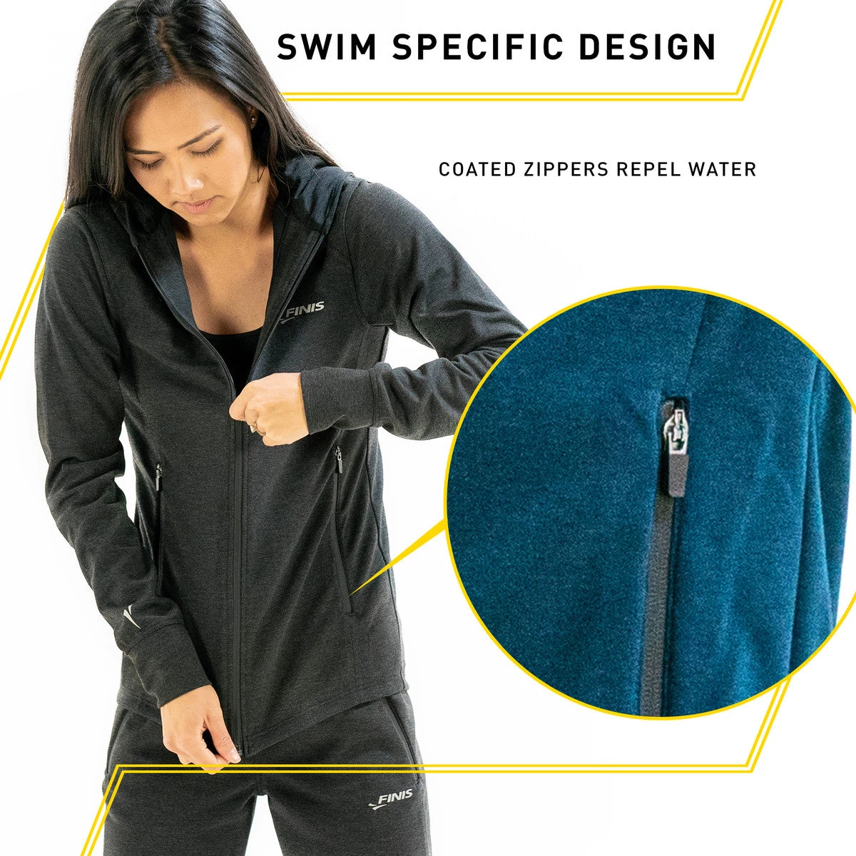 FINIS® Tech Jacket Womens | Full-Zip Hoodie (Navy) 6 FINIS® Tech Jacket Womens | Full-Zip Hoodie (Navy)