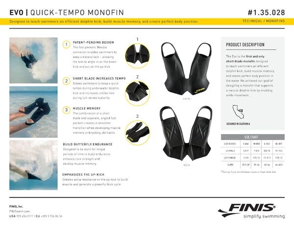 FINIS® Evo Monofin (BLACK - LIMITED EDITION) | Quick-Tempo Monofin 9 FINIS® Evo Monofin (BLACK - LIMITED EDITION) | Quick-Tempo Monofin