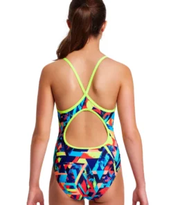 Funkita Girls Swimwear Blocked Bars | Girls Diamond Back One Piece