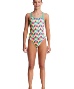 Funkita Girls Swimwear MINTY MITTENS | GIRLS DIAMOND BACK ONE PIECE